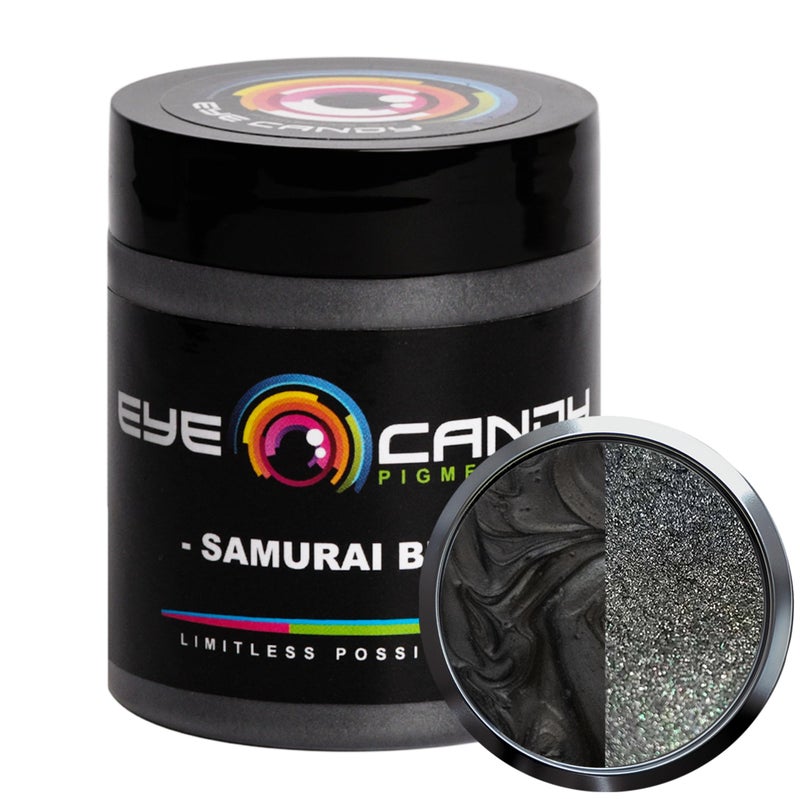 Eye Candy Pigments Premium Black Mica Powder - Samurai Black (25gr) - for Epoxy, Resin, Soap, Paint, Woodworking, Acrylic Pouring, Bath Bombs, Fishing Lures - DIY Arts and Crafts Additive - Image 1